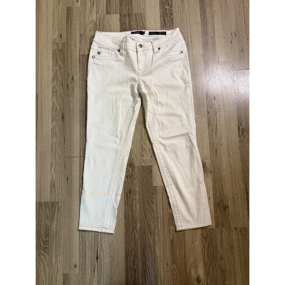 Miss Me Easy Ankle Skinny Jeans Sz 29 (30x25) Off White Mid Rise Cropped Western